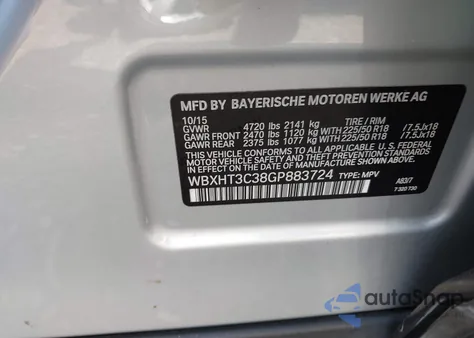 2016 BMW X1 xDrive28I из США, поврежденный, VIN WBXHT3C38GP883724